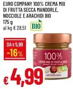 Galassia Euro company 100% crema mix di frutta secca mandorle, nocciole e arachidi bio 175 g offerta
