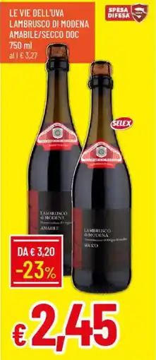 Galassia Le vie dell'uva lambrusco di modena amabile/secco doc offerta