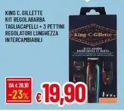 Galassia King c. gillette kit regolabarba tagliacapelli + 3 pettini regolatori lunghezza intercambiabili offerta