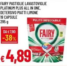 Galassia Fairy pastiglie lavastoviglie platinum plus all in one, detersivo piatti limone 19 capsule offerta