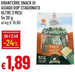 Galassia Granterre snack di asiago dop stagionato oltre offerta