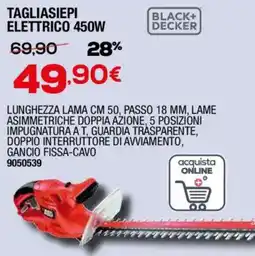 Bricofer Black+ decker tagliasiepi elettrico 450W offerta