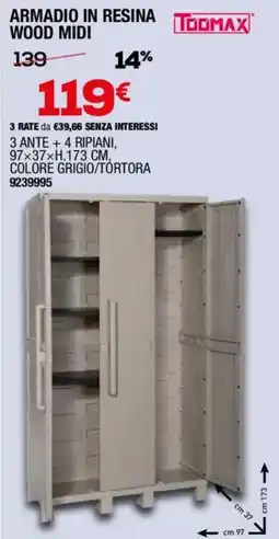 Bricofer Toomax armadio in resina wood midi offerta
