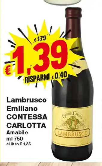 Prix Quality Contessa Carlotta Lambrusco Emiliano 750ml offerta