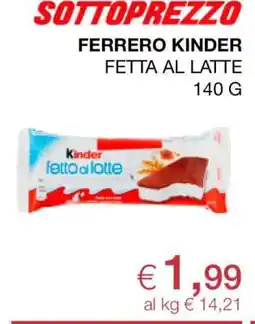 Coop Ferrero Kinder Fetta al latte offerta