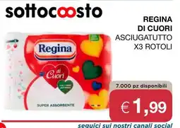 Coop REGINA DI CUORI ASCIUGATUTTO X3 ROTOLI offerta