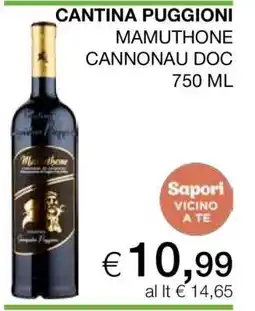 Coop CANTINA PUGGIONI MAMUTHONE CANNONAU DOC 750 ML offerta