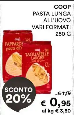 Coop COOP PASTA LUNGA ALL’UOVO VARI FORMATI 250 G offerta