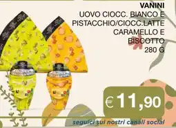 Coop VANINI UOVO CIOCC. BIANCO E PISTACCHIO/CIOCC. LATTE CARAMELLO E BISCOTTO offerta