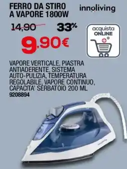 Bricofer Innoliving ferro da stiro a vapore 1800W offerta