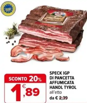 Iperal Speck igp di pancetta affumicata HANDL TYROL offerta