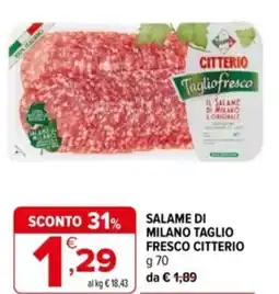Iperal Salame di milano taglio fresco CITTERIO offerta