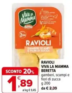 Iperal Ravioli viva la mamma BERETTA gamberi, scampi e fiori di zucca offerta