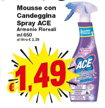 Prix Quality Ace Mousse con Candeggina Spray 650ml offerta