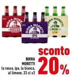 Conad Birra moretti la rossa, ipa, la bianca, al limone offerta
