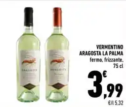 Conad Vermentino aragosta la palma fermo, frizzante offerta