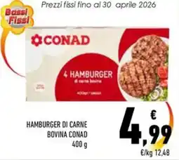 Conad Hamburger di carne bovina CONAD offerta