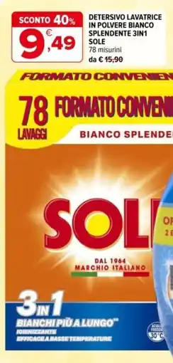 Iperal Detersivo lavatrice in polvere bianco splendente 3in1 SOLE offerta