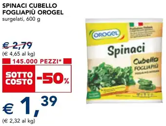 Esselunga Spinaci cubello fogliapiù orogel offerta