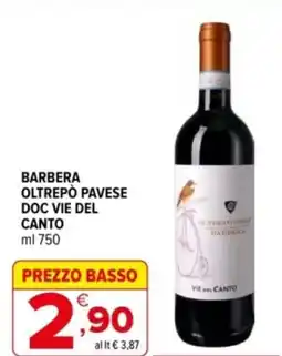 Iperal Barbera oltrepò pavese doc VIE DEL CANTO offerta