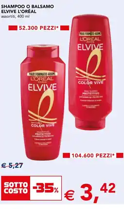 Esselunga Shampoo o balsamo elvive l'oréal offerta