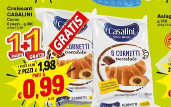 Prix Quality Casalini Croissant Cacao 6 pezzi - 300g offerta