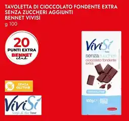 Bennet Tavoletta di cioccolato fondente extra senza zuccheri aggiunti BENNET VIVISI offerta