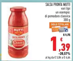 Conad SALSA PRONTA MUTTI offerta