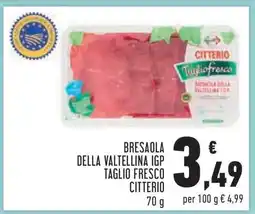 Conad Bresaola della Valtellina IGP Taglio Fresco Citterio offerta