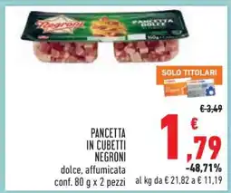 Conad Pancetta in Cubetti Negroni offerta