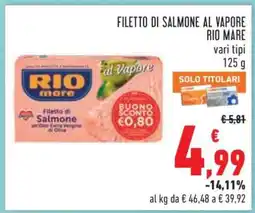 Conad FILETTO DI SALMONE AL VAPORE RIO MARE offerta