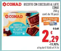 Conad Biscotto con Cioccolato al Latte Conad offerta