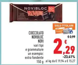 Conad CIOCCOLATO NOVIBLOC NOVI offerta
