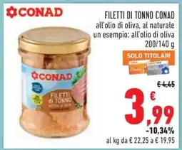 Conad Filetti di Tonno Conad offerta