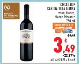 Conad CIRCEO DOP CANTINA VILLA GIANNA offerta