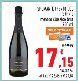 Conad SPUMANTE TRENTO DOC SARNIS offerta