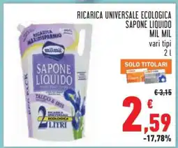 Conad RICARICA UNIVERSALE ECOLOGICA SAPONE LIQUIDO offerta