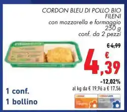Conad CORDON BLEU DI POLLO BIO FILENI offerta