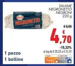 Conad SALAME NEGRONETTO NEGRONI 220 g offerta
