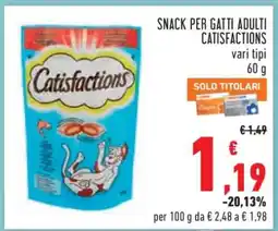 Conad SNACK PER GATTI ADULTI CATISFACTIONS offerta
