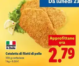 Lidl Cotoletta di filetti di pollo offerta