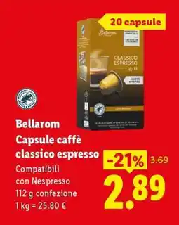 Lidl Bellarom Capsule caffè classico espresso offerta