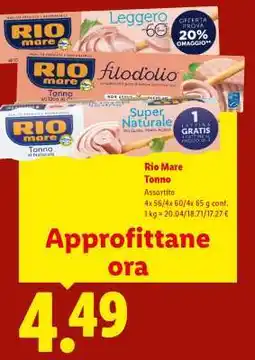 Lidl Rio Mare Tonno offerta