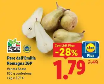 Lidl Pere dell'Emilia Romagna IGP offerta