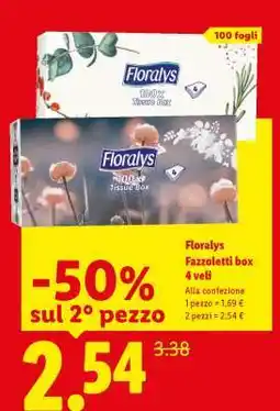 Lidl Floralys Fazzoletti box 4 veli offerta