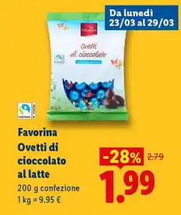 Lidl Favorina Ovetti di cioccolato al latte offerta