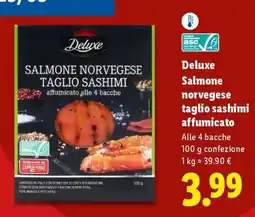 Lidl Deluxe Salmone norvegese taglio sashimi affumicato offerta