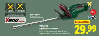 Lidl PARKSIDE Tagliasiepi ricaricabile offerta