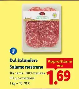 Lidl Dal Salumiere Salame nostrano offerta