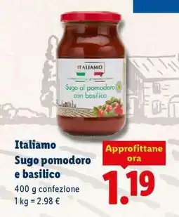 Lidl Italiano Sugo pomodoro e basilico offerta